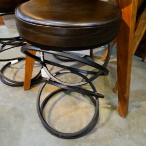 Round Modern Metal Base Counter Stool Brown Seat