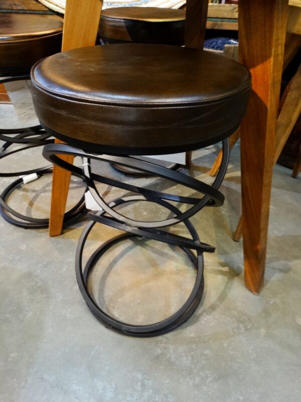 Round Modern Metal Base Counter Stool Brown Seat