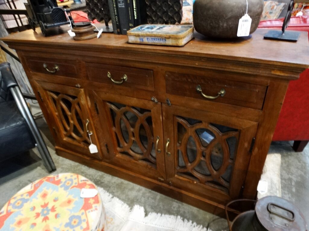 Sideboard Ornately Carved Glass Doors and Drawers