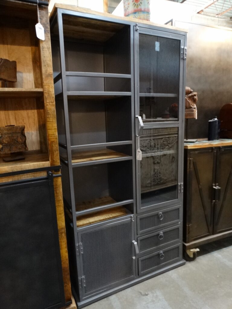 Cabinet Industrial Metal Mesh Cabinet with Glass Door