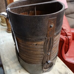 Bucket Wood and Metal Round Bucket with Dividers