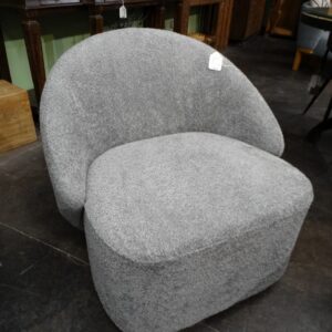 Chair Gray Plush Chair with Barreled Back