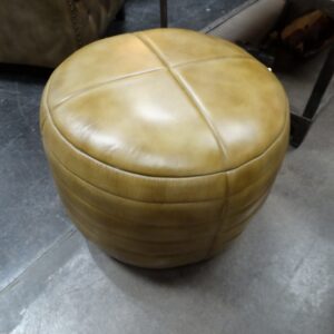 Ottoman Round Leather Ottoman Camel