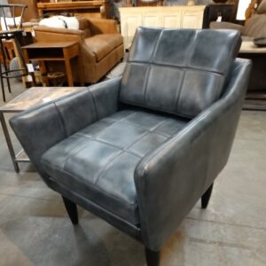 Leather Arm Chair with Quilted Back Leather Gray