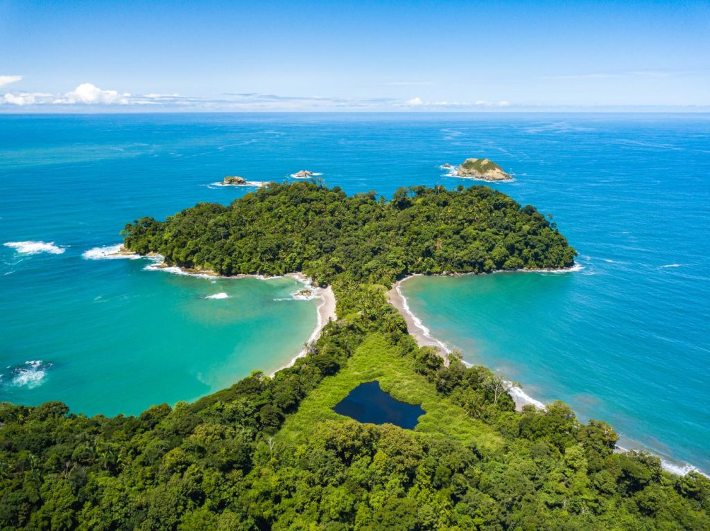 Aerial Drone view of Manuel Antonio National Park in Costa Rica - Rare Finds Warehouse